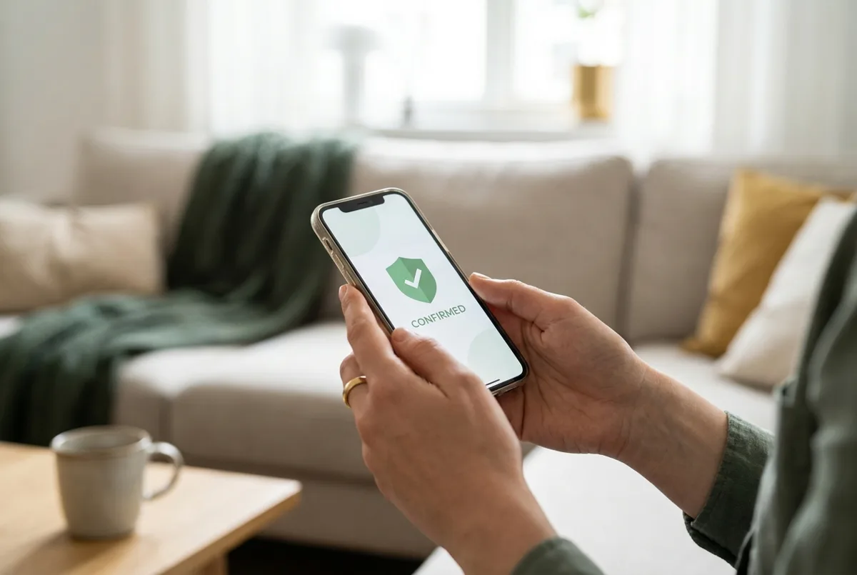 Sicherer Online-Checkout am Smartphone — Bezahlung bestätigt