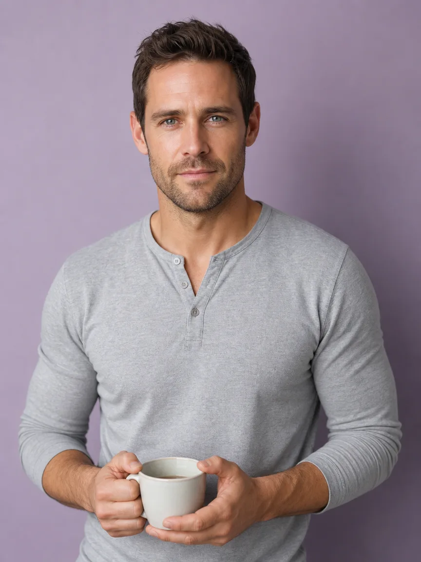 Klar denkender Mann mit Kaffee