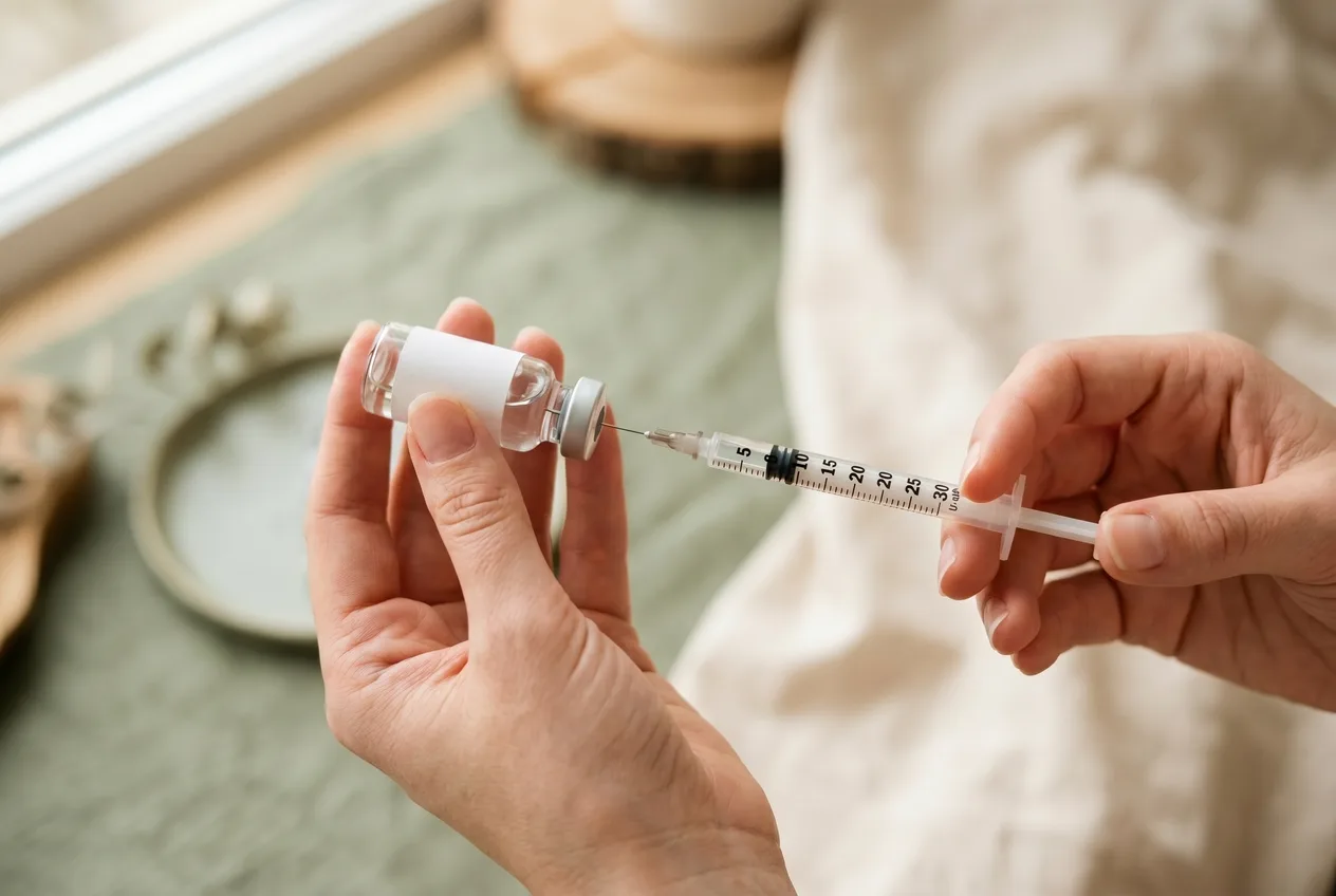 Insulinspritze misst präzise Dosis am Vial